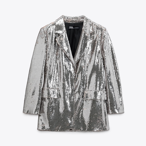 Zara 2pcs Shoulder pad sequin blazer + pants set - Picture 10 of 15